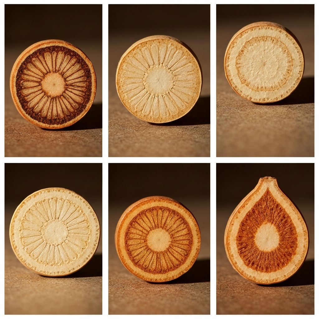 Cross-sections of food showing biological structure