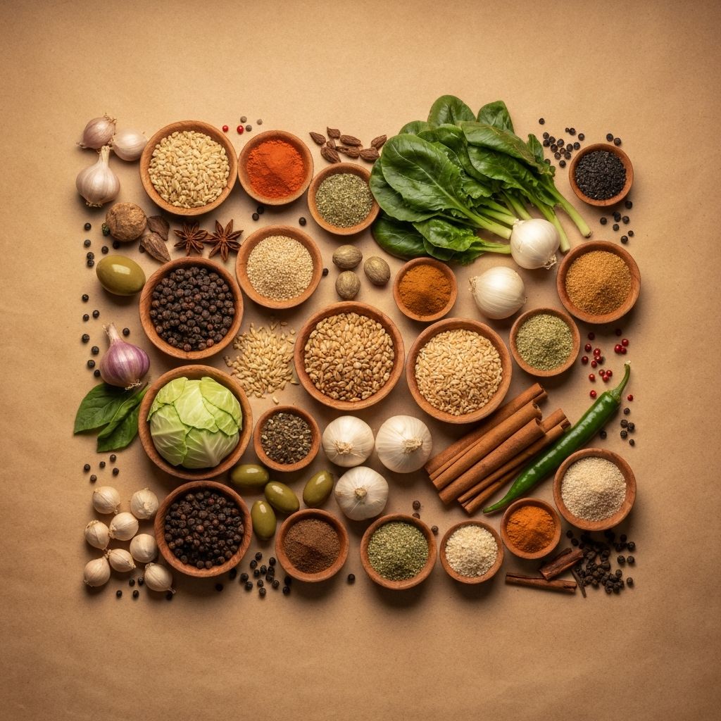 Artistic food still life from multiple cultural perspectives